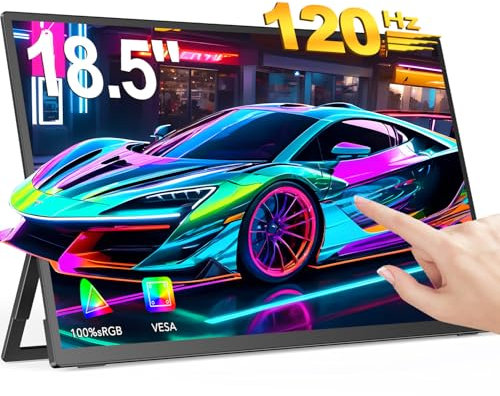 EVICIV Portable Monitor Touchscreen 18,5 Zoll 120Hz GroBer Tragbarer Bildschirm FHD 1080P 100% sRGB IPS Gaming Display USB C Mini HDMI mit VESA & Ständer 180°für Laptop PC Handy PS-4/5 Xbo