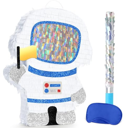 WERNNSAI Astronaut Pinata Spaceman Pinata with Blindfold and Bat | Space Adventure Birthday Party Decoration Space Astronaut Party Supplies for Campus Anniversary Celebration