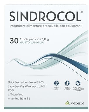 MèDISIN | SINDROCOL Integratore Intestinale, Ridona Equilibrio, con Probiotici, Prebiotici, L-Triptofano e Vitamina B3 e B6, 30 Stick