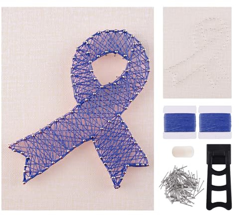 URROMA Kit de arte de cuerda para adultos, kit de manualidades de cinta azul 3D, kit de promoción del cáncer de cuerda, suministros de arte para Navidad, decoración de pared del hogar, regalo único