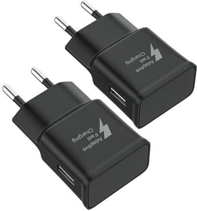 15W(2 Packs) Chaegeur Rapide Prise USB compatibles avec Les Samsung A17 A16 A15 A56 5G A55 A25 A35 A54 A52 S21 S20 S10 S9 et Autres Smartphones appareils pour Une Charge Rapide