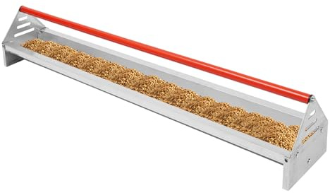 Comedero automático para pollos, 15 l, comedero automático para pollos con orificios de drenaje y barra transversal, para pollos, patos, gansos, pavos, 114,1 x 20,5 x 20,3 cm