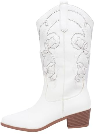 Stövletter för kvinnor röda – ankelstövlar dam med klack damstövlar eleganta vinterskor varma vinterstövlar cowboy västerländska stövlar bekväma vinterstövlar eleganta stövlar lätta höga damskor, Vit