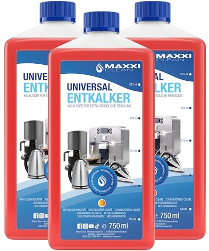 Maxxi Clean Power Universal Entkalker für Ihren Kaffeevollautomaten | Für alle bekannten Marken geeignet | Kalklöser für extra gründliche Reinigung (3x 750 ml)