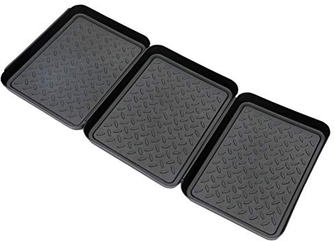 HomDSim Set of 3 Boot Tray,Water Resistant Plastic Utility Shoe Tray Mat for Indoor and Outdoor Use in All Seasons Weather, Multi-Purpose Dog Food Bowls