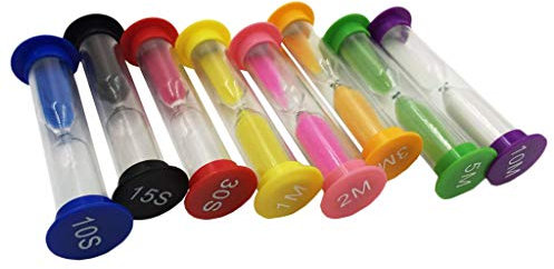 Lot de 8 horloges en Verre sablé 10/15/30 Secondes & 1/2/ 3/5/ 10 Minutes Sablier Sablier Cuisine Cuisson Yoga Sauna Minuterie Durable and Deft