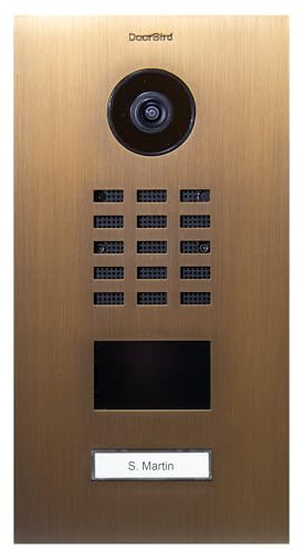 DoorBird D2101V IP Video Türstation | Video-Türsprechanlage mit 1 Ruftaste, RFID, HD-Video, Bewegungssensor, in echtem Messing brüniert