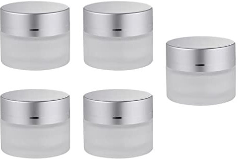 Lurrose 5 Pièces De Crème Contenants De Maquillage Pots Cosmétiques Vides Verre à Liqueur Avec Couvercle Bocaux En Verre Avec Couvercles Mini-lotion Miniature Voyage Embouteillée