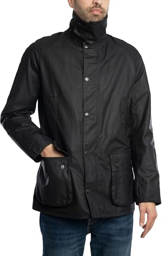 Barbour Herren Wax Jacket Ashby Wachsjacke, Schwarz/Classic 2, L