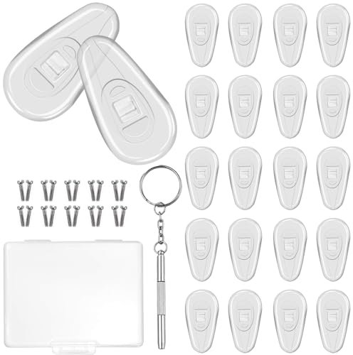 10 Paare Nasenpads Brille Satz, Brillen Nasenpads, Silikon Rutschfeste Brillenpads Transparent für Brillen Sonnenbrillen Rutsch Stopper, Gläser Nasenpad, Brille Zubehör Werkzeugsatz enthalten