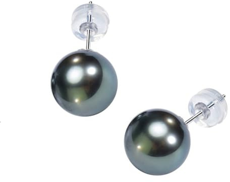 NONNYL Gifts for Wife Anniversary Pearl Stud Earrings for Women- Genuine Handpicked Nature Tahitian Black Pearls Earring- Birthday Christmas Mothers Day Valentines Jewelry Gifts