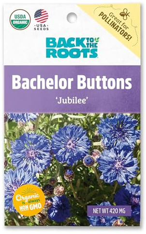 Back to The Roots 100% Organic Seed Packet - Bachelor Buttons 'Jubilee' 420mg