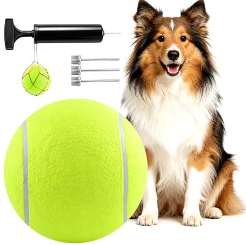 REBECKYENS 24 cm överdimensionerad tennisboll för barn vuxen rolig tennisboll husdjur hund stor tuggleksak stor gummi uppblåsbar launcher för husdjur leksaker inomhus utomhus sport strand