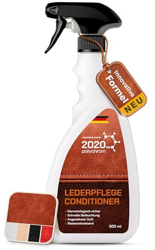 2020 Polychrom Lederpflege für Möbel, Ledercouch, Taschen, Jacken & Sättel – 500ml, Hautfreundlich, Sichere Anwendung, Angenehmer Duft