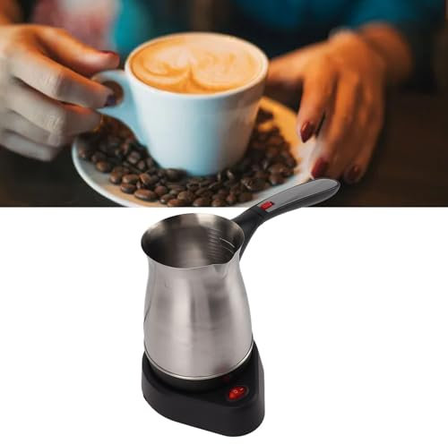 Cafetière turque 500 ml 600 W avec poignée pliable anti-brûlure, cafetière électrique turque pour la préparation du café, thé arabe, lait