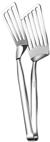 FELTECHELECTR Edelstahl Steak Clamp Spatula Tong Mit Anti-rutsch Textur Verlängerter Griff Für Grill Fisch Braten Barbecue Multifunktionale Küchenzange Spülmaschinengeeignet Langlebig Und Komfor