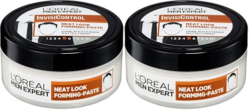 L'Oréal Men Expert Neat Look Forming Paste für Männer, Haar Styling Wax für gepflegte und natürliche Haarstylings, Herren Haarwachs Pomade für ein mattes Finish, InvisiControl, 1 x 150 ml