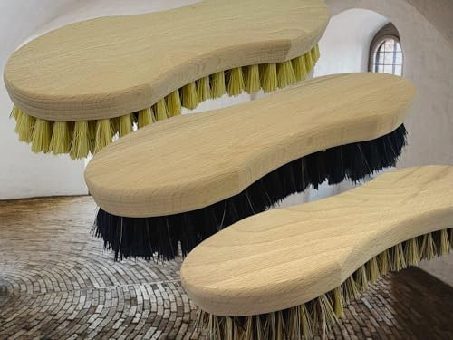 MAAJ KESSELBÜRSTE 20 cm/SCHEUERBÜRSTE/WURZELBÜRSTE 8-Form in 3 HÄRTEGRADEN NATURBORSTEN - WIE ZU Omas Zeiten - PLASTIKFREI - Made IN Germany (Fibre)