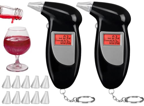 ZLXFT Alcoholímetro Digital Portátil de Bolsillo,2pcs Probador de Alcoholemia,Alcoholimetro,Alcolimetro Homologado con Pantalla LCD,Alcoholímetro con Boquillas,Alta Precisión Detector de Alcohol