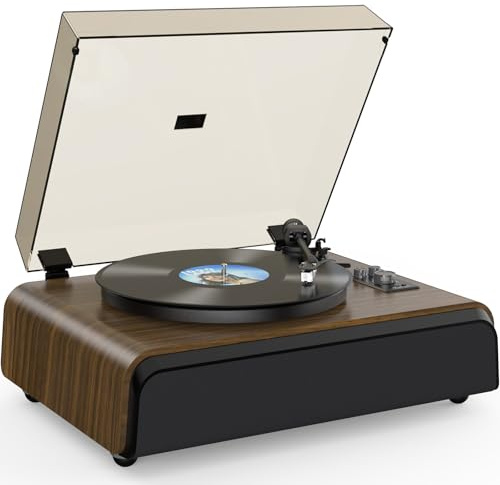 Plattenspieler High-Fidelity-Plattenspieler mit 2.1-K-Soundsystem, eingebauter Subwoofer für verbesserten Bass, Vinyl-Schallplattenspieler mit Magnetkartusche BT5.3-Wiedergabe