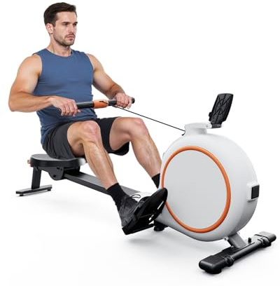 Copant Máquina de Remo Magnética, Máquina de Cardio con Soporte para Tableta, 32 Niveles de Resistencia Remadora para Uso en Casa MAX 136 kg, APP Control Pantalla LCD y Escenarios Virtuales Inmersivos