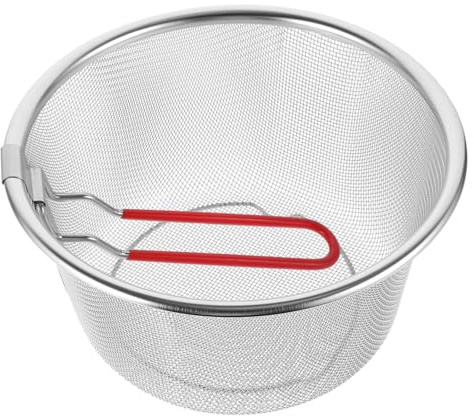 VICASKY Stainless Steel Frying Basket with Lift Handle, Collapsible Strainer Basket for French Fries, Fried Chicken, Pasta Spaghetti Strainer