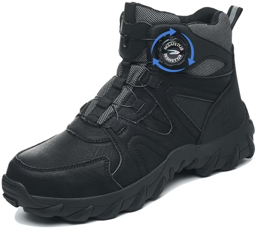GUDECIUS Zapatos de Seguridad para Hombre Botas de Seguridad Calzado de Trabajo Ligeros Antideslizante Zapatillas de Seguridad con Punta de Acero Negro 40 EU