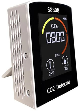 Detector Gas Medidor De Sensor CO2 Digital Recargable 4 En 1, Monitor Calidad Aire, Temperatura Y Humedad, Detector Carbono Anal