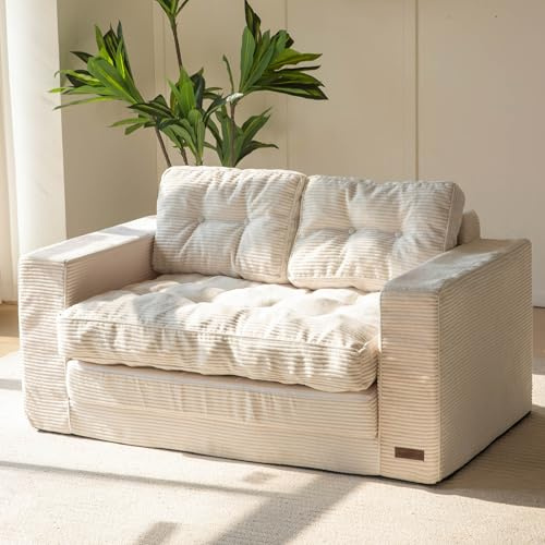 MAXYOYO Konvertibel bäddsoffa, hopfällbar madrass för vuxna, konvertibel bäddsoffa med 2 kuddar, gästmadrass 140 x 210 x 15 cm, soffa för vardagsrum och sovrum