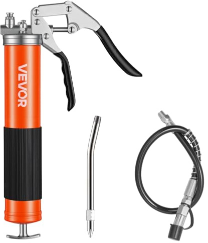 VEVOR Pistola per Grasso Manuale 8000 PSI ad Alta Pressione, Kit Pistola per Grasso con Impugnatura Tubi Ugelli, Capienza da 0,4L, Ingrassatore Manuale per Automobilistici Macchinari Agricoli