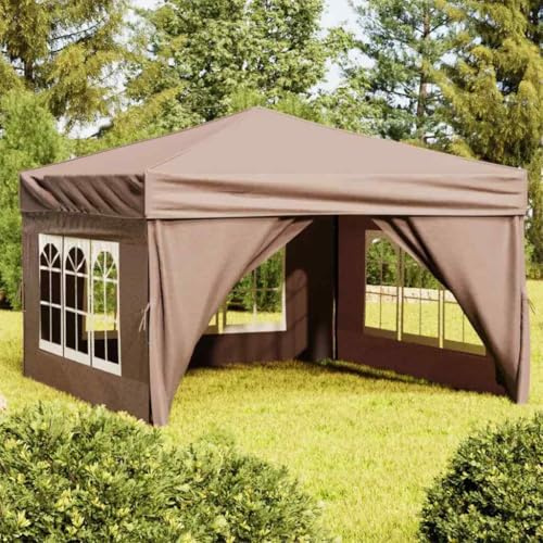 Gazebo Tonnelle de barbecue, tente de fête, pliable, avec parois latérales, taupe, 3 x 3 m, pour terrasse, extérieur