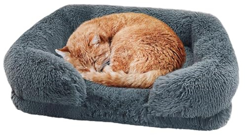 Stor hundbädd lugnande kattbädd - stor ortopedisk husdjursbäddsoffa med högt stöd bomull husdjur äggsoffa med avtagbar tvättbar halkfri botten
