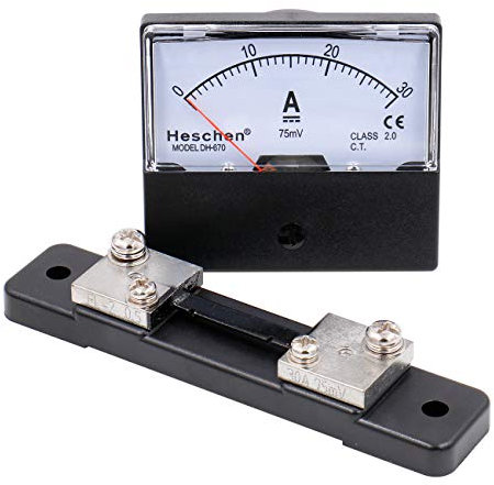 heschen rectángulo de Panel montado en Contador de Corriente amperímetro Tester DH de 670 DC 0 – 30 A Clase 2,0 con Shunt