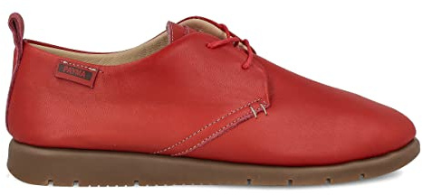 PAYMA - Sneakers Baskets Casual Sport pour Femme. Chaussures Plates en Cuir. Fermeture à Lacets. Cuir Super Flexible. Un Maximum de Confort. Coleur: Rouge. Taille 38