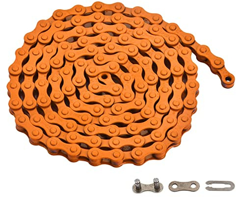 zonkie Fahrrad Kette Single-Speed, 1/2 x 1/8 Inch, 116 Glieder (Orange)