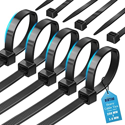 BIBTIM Bridas para Cables, 250 x 3.6mm, Paquete de 100, Bridas de Nylon Premium, Bridas de Plástico Multiusos, Mecanismo de Autocierre Seguro, para Casa, Jardín, Oficina y Bricolaje