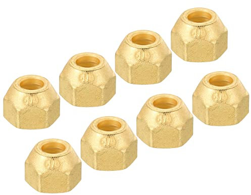 PATIKIL 3/8 SAE Gewinde Messing Leuchtkugel 8 Pack 45 Grad Bördelung Rohranschluss Muttern Hydraulik Schlauch Verschraubung für Klimaanlage Wasser Gas Leitung Matte Oberfläche