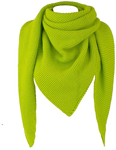 Gloop Écharpe en tricot XXL pour femme - Triangle - Motif tricoté - Foulard triangulaire sans gratter la peau - Fabriqué en Italie, vert clair, taille unique