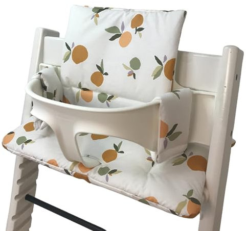 LUCCA kids Cojín para trona Tripp Trapp Stokke - revestimiento plastificado para fácil limpieza - blanco frutas