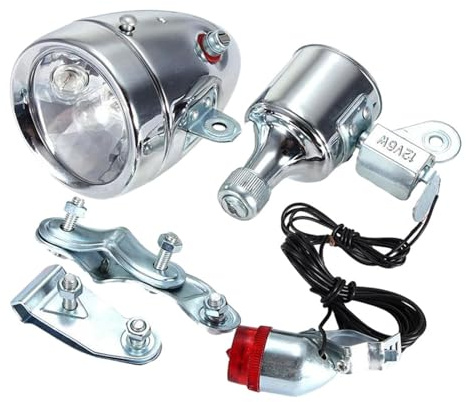 kowaku Dynamo Bike Light Set Motorized Friction Generator Waterproof Safe Universal Bicycle Accessories Headlight Tail Lights Set, Style A