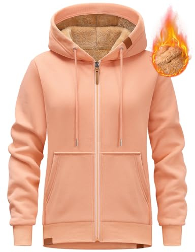 Lonya Veste Polaire Femme Sweat à Capuche Zippée Manches Longues Manteaux Femme Sweat Pull Hoodie Sherpa Sweatshirt Blouson Automne avec Poches Doublé Polaire Hiver Chaud Outerwear
