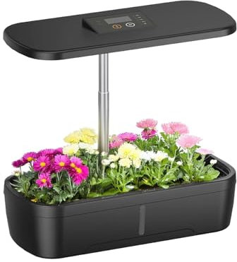 Spacetronik Smart Garden Indoor - Hydroponisches Anzuchtsystem mit Höhenverstellbares LED-Pflanzenlampe und Bewässerungssytem - 12 Hülsen, 4L Wassertank, Steuerungspanel mit Timer