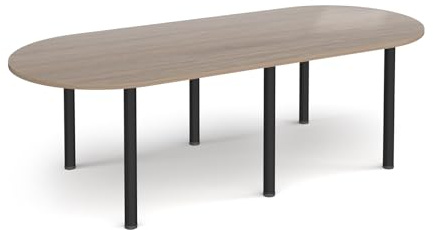 Radial end meeting table with 6 radial legs - black legs, Barcelona Walnut