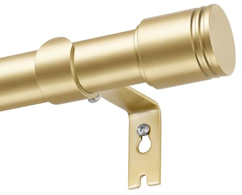 USFOOK Tringle Rideau Or 80 à 148 cm, 25 mm de Diamètre Tringle à Rideaux Extensible, Barre Rideau Réglable avec Embouts Floraux avec Supports pour Chambre et Salon