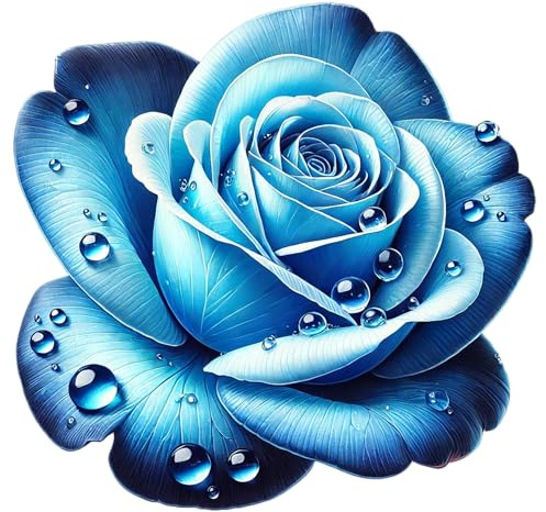 x4 Blue Rose Vinyl Stickers Floral Art Decals 20cm & 7cm Wall Decor