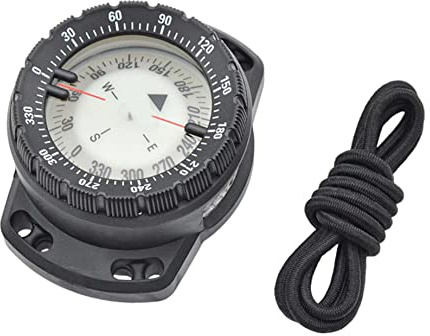 Luminous Dive Compass, Surfing Wrist Compass Waterproof to 50m, Night Vision Underwater Navigation with Bungee Strap, Black - Diving