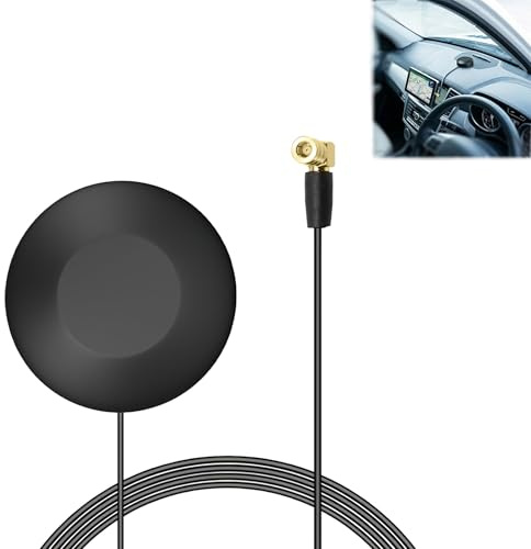 Antena Dab+ Coche con Conector SMB en Ángulo Recto y Cable 3 m, Antena Dab Adhesiva para Parabrisas para Radio Digital de Coche, Compatible con Pioneer Kenwood Alpine JVC