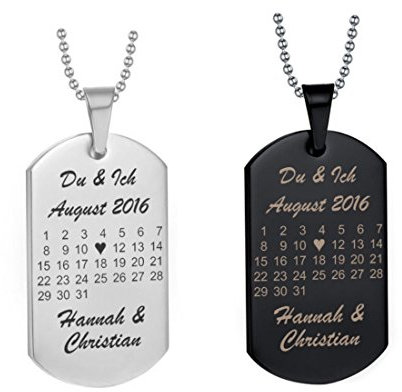 Lieblingsmensch Dog Tag Anhänger Silber Modell: Herztag Kalender