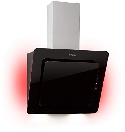Klarstein Helena Dunstabzugshaube kopffrei, Kopffreihaube Wandhaube mit 595 m³/h, RGB Ambiente-Licht, Umluft & Abluft, LED-Beleuchtung, Touch-Control, 60 cm, schwarz