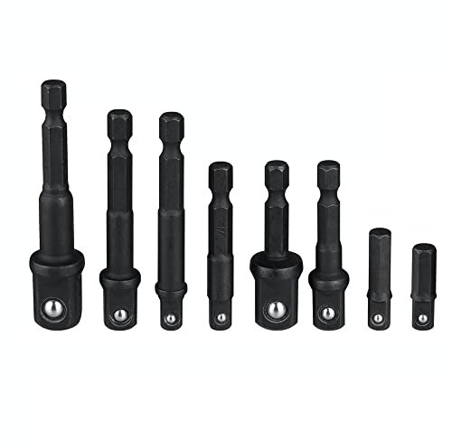 Bestgle 8 Pezzi Adattatori per Prese a Impatto, Punta Per Trapano Adattatore per Chiavi a Bussola Impact Grade Socket Adapter/Extension Set